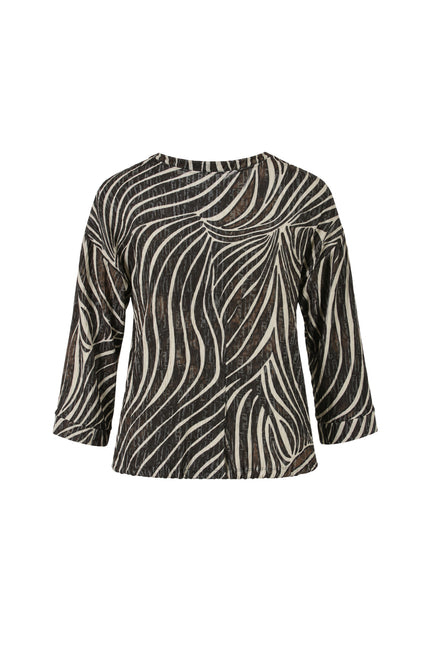 Blouse 7/8 V-hals Zebra Print Bruin 183685