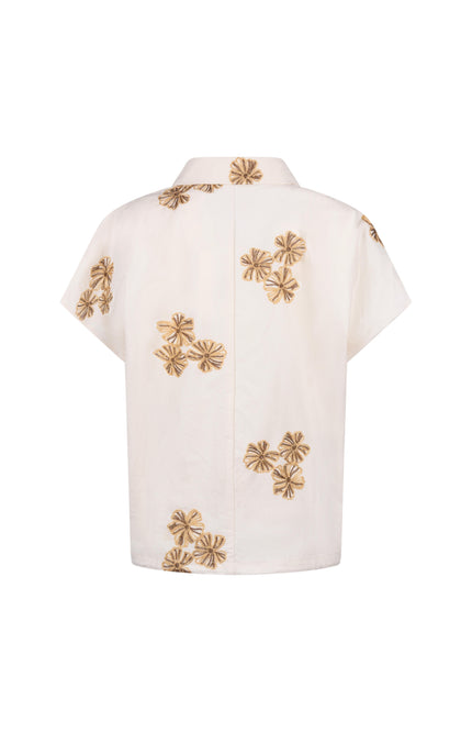 Nukus Top Daniek Embroidery Offwhite Fango NKS01125 Stretchshop.nl