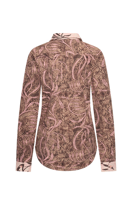 Mi Piace Travel Blouse Mix Twilight Twigs Print Espresso 202731 Stretchshop.nl