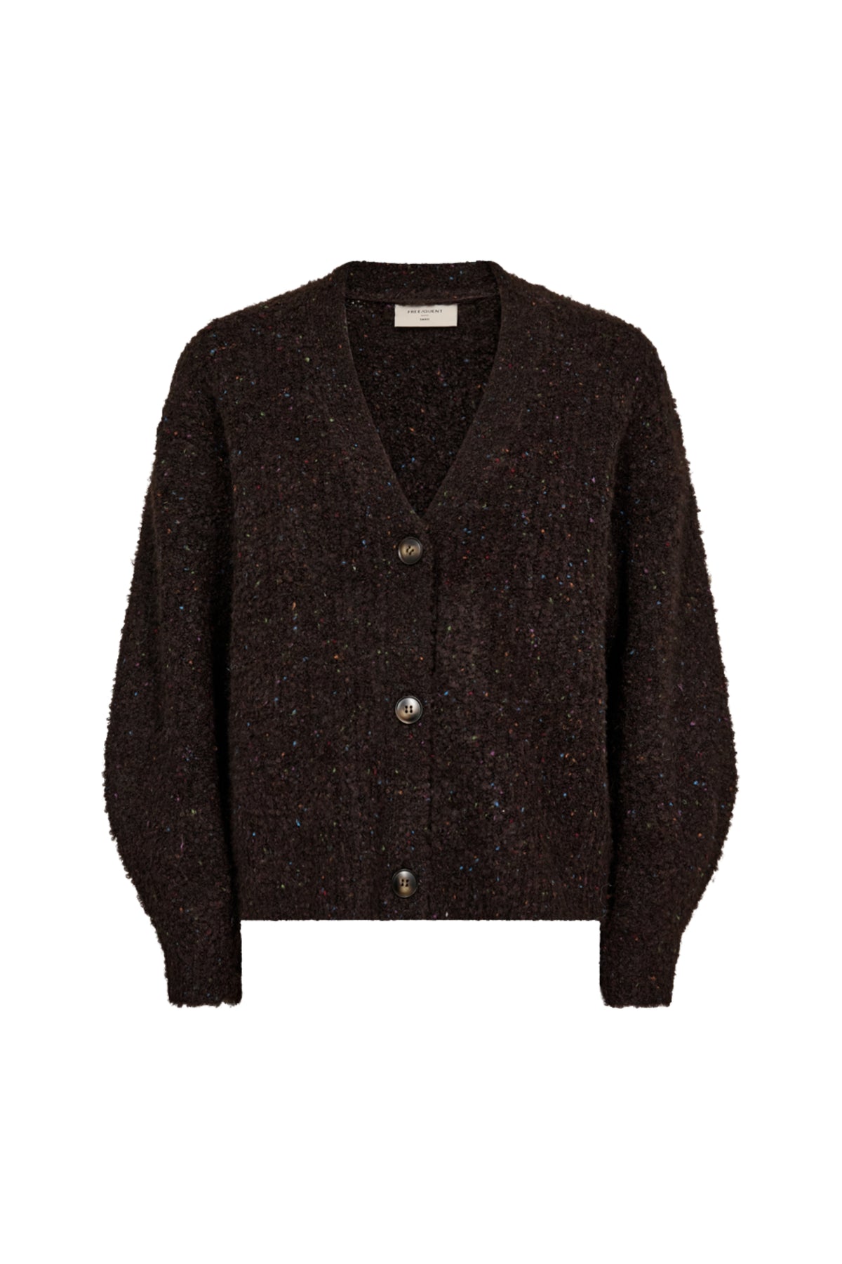 Freequent vest van Fqgrsnemes Coffee Bean Melange met zachte stof en stijlvolle pasvorm, close-up van de textuur en kleur.