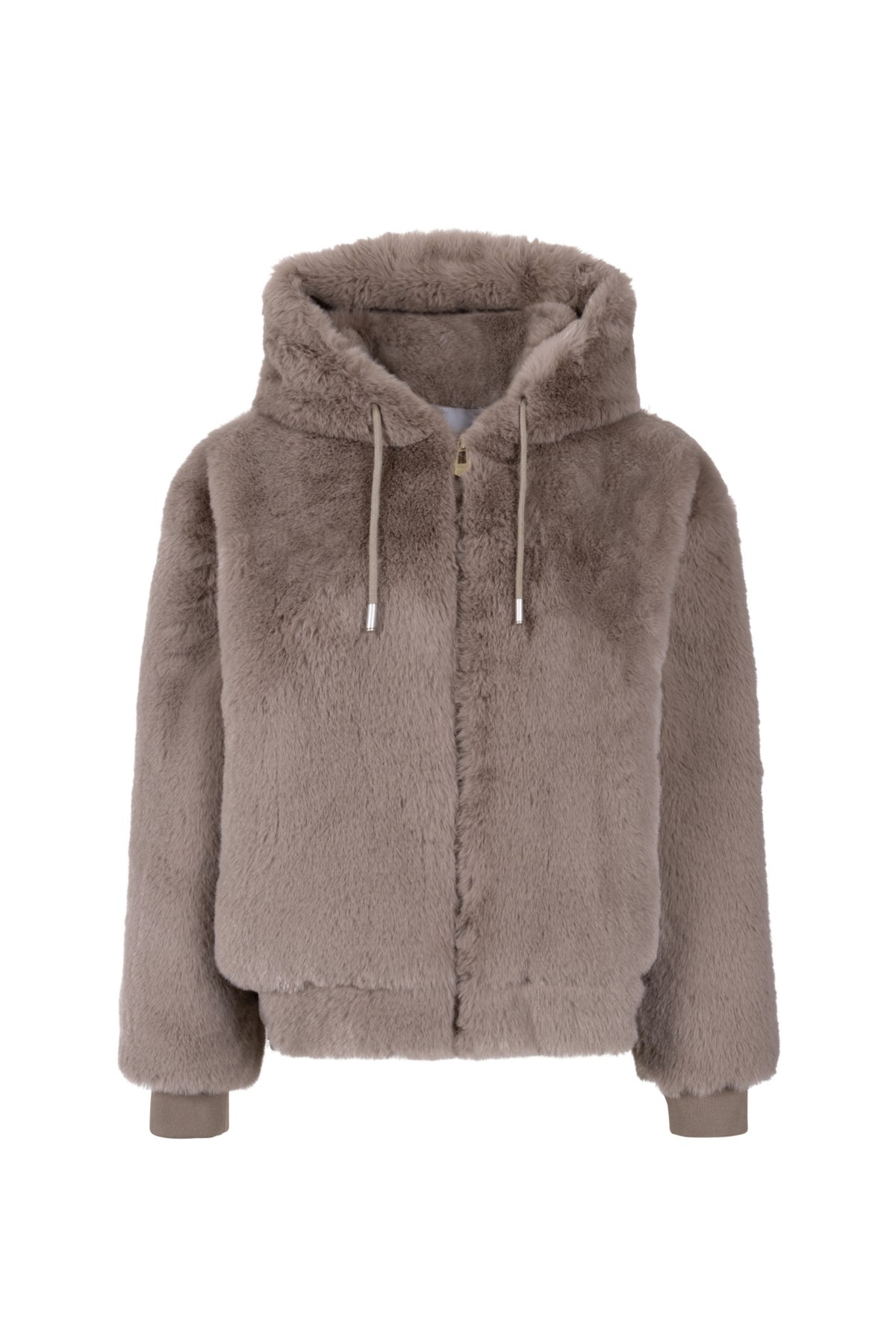 Zoso Jacky beige winterjas voor dames, met ritssluiting en capuchon, zichtbaar in de afbeelding.