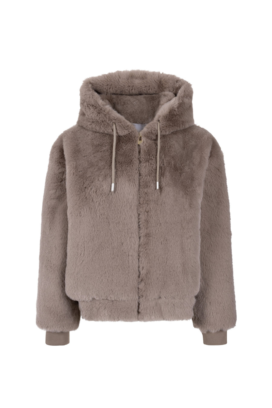 Zoso Jacky beige winterjas voor dames, met ritssluiting en capuchon, zichtbaar in de afbeelding.