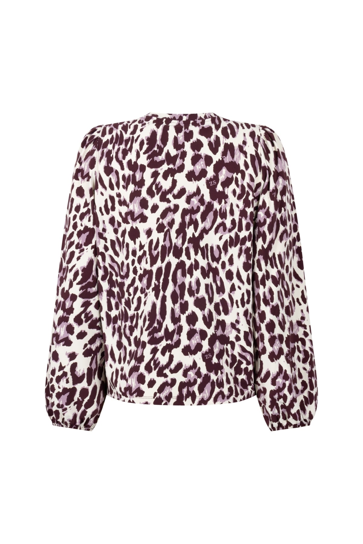 Zoso travel blouse Nathalie in mauve en bordeaux, licht en comfortabel dames overhemd met lange mouwen en knoopsluiting.