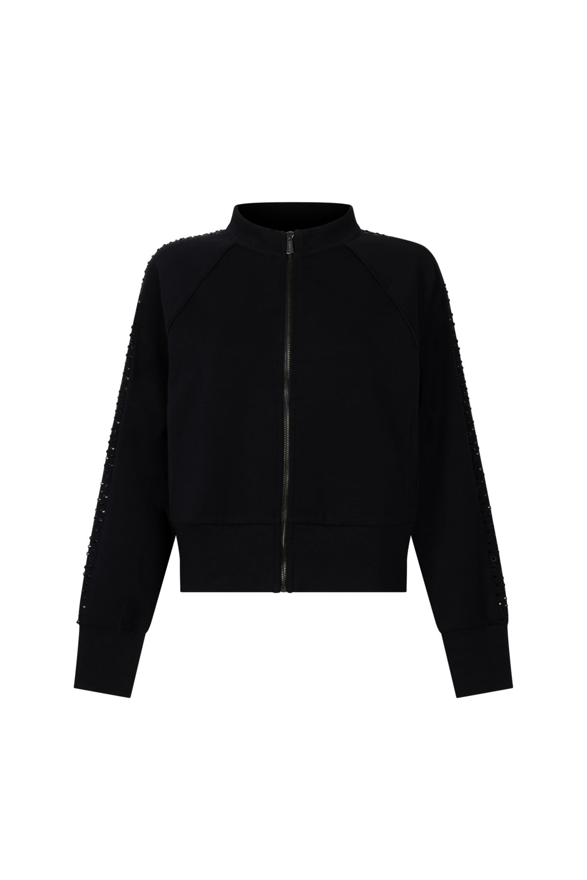 Zwarte jacket Zoe van Ann & You, stijlvolle damesjas met rits en kraag, gedragen op een model.