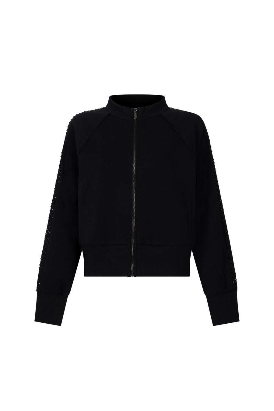 Zwarte jacket Zoe van Ann & You, stijlvolle damesjas met rits en kraag, gedragen op een model.