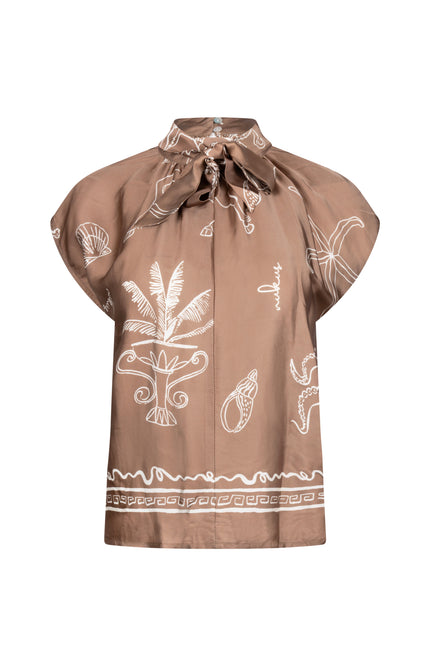 Nukus Top Noomi Print Fango Offwhite NKS01154 Stretchshop.nl