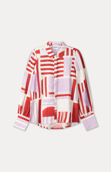 POM Amsterdam Blouse Sundeck Linen Multi Colour SP9584 Stretchshop.nl
