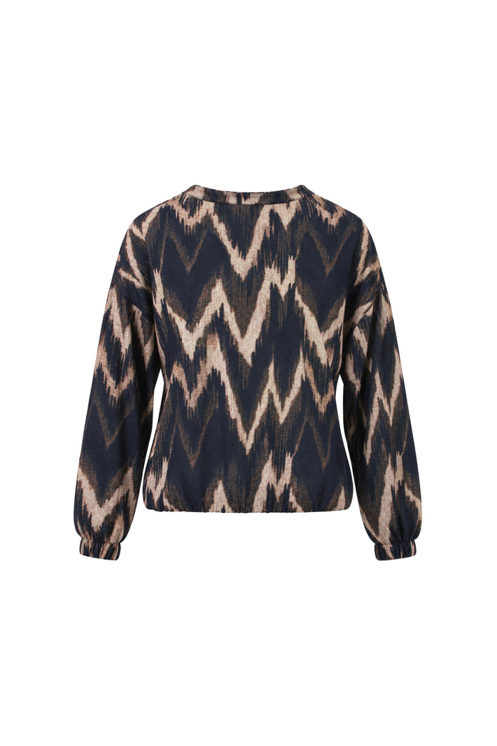 Navy blauwe blouse van Enjoy met grafische print en lange mouwen, casual en stijlvol voor dagelijks gebruik.