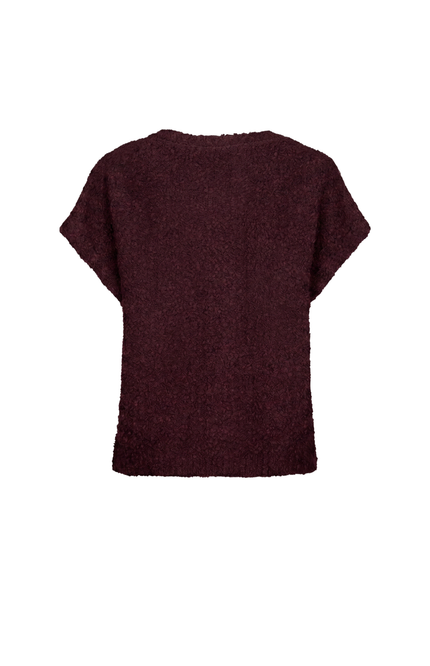 Top Sleeveless Knit Boucle Burgundy SRB5074