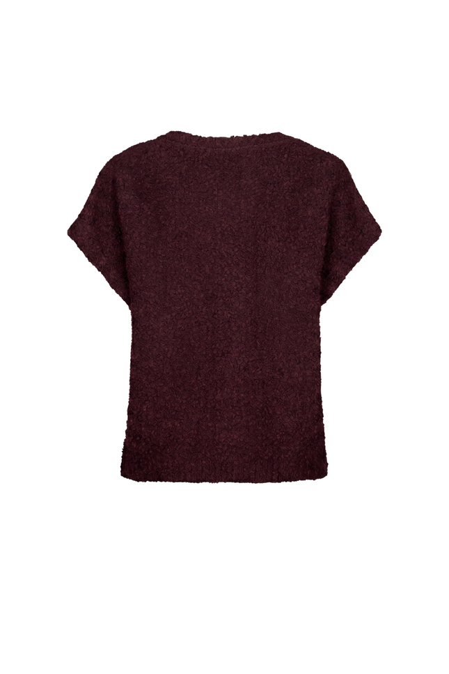 Top Sleeveless Knit Boucle Burgundy SRB5074