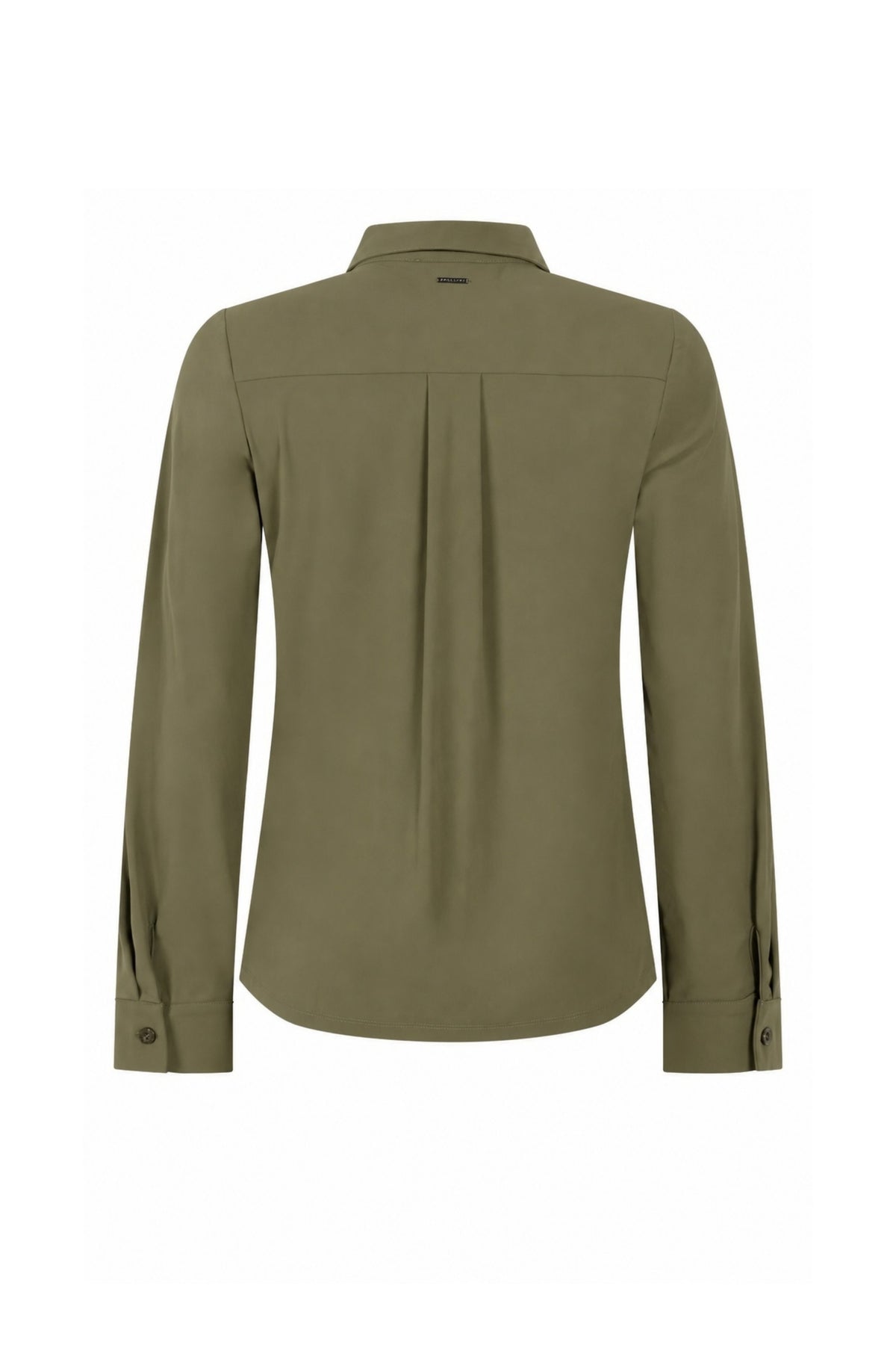 Groene reisblouse van Zoso, model Karen 265, met losse pasvorm en comfortabele stoffen, gedragen door een model.