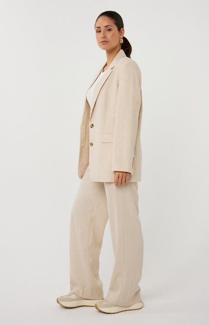 EsQualo Blazer Linen Natural SP26.17000 Stretchshop.nl