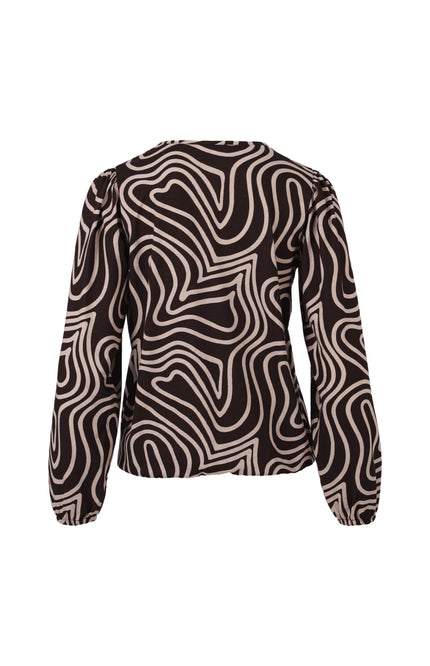 Blouse V-hals Lijnen Print Bruin 183620