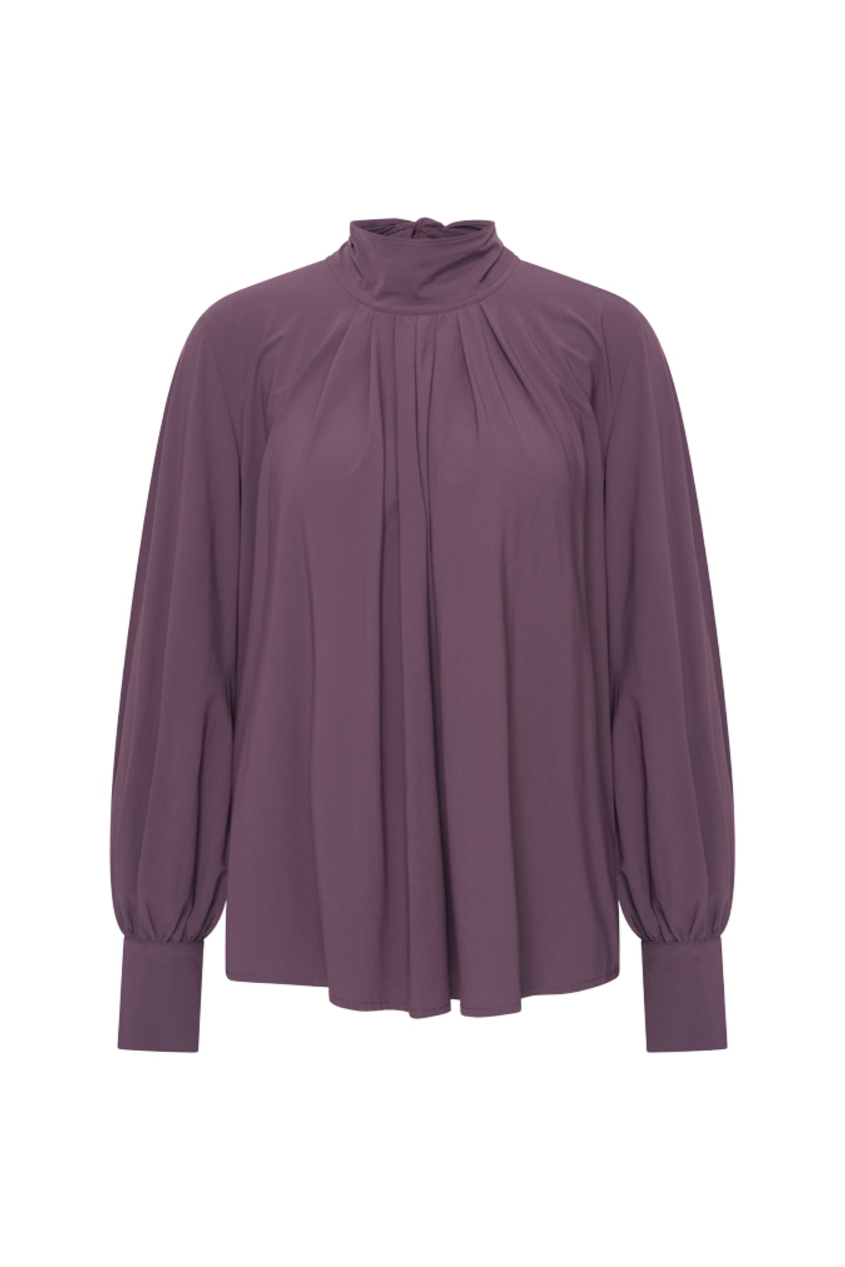 Lichte reisblouse van Mi Piace met strikdetail en paarse kleur, geschikt voor comfortabel reizen en casual dragen.