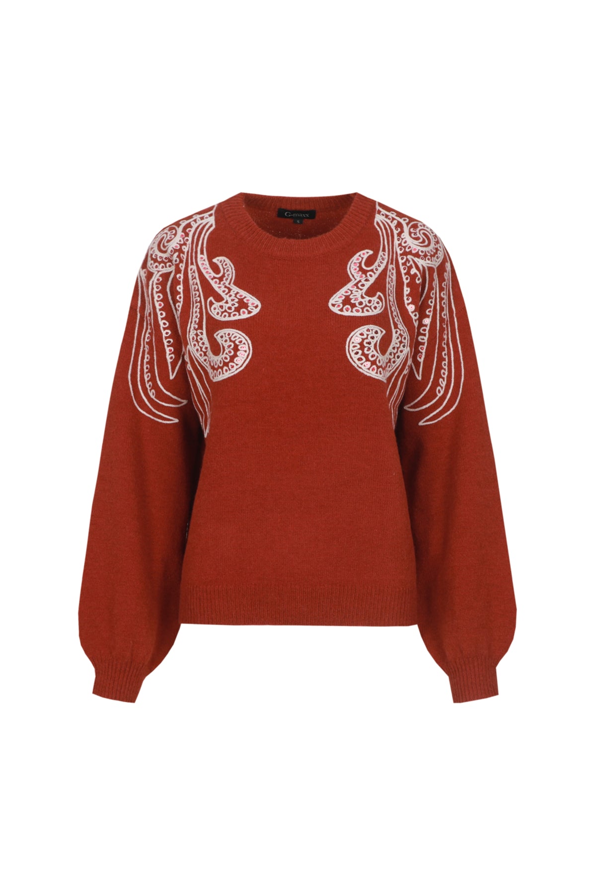 G-maxx Trui Lilean Burnt Henna in aardse tinten, zachte stof en comfortabele pasvorm, met gedetailleerde afwerking en stijlvol design