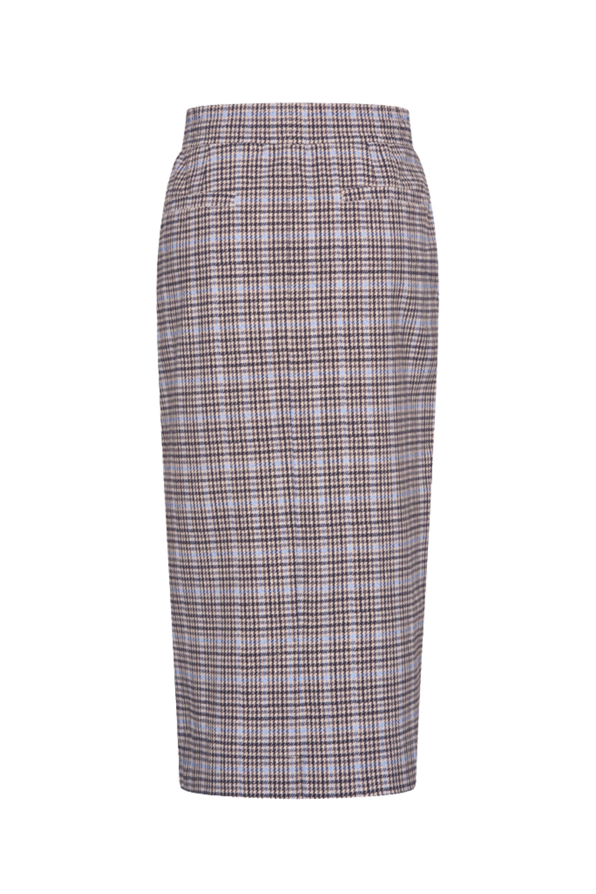 Lichte reisrok van Harvest Tweed Print van Mi Piace, met blauwe Della print en een stijlvolle pasvorm.