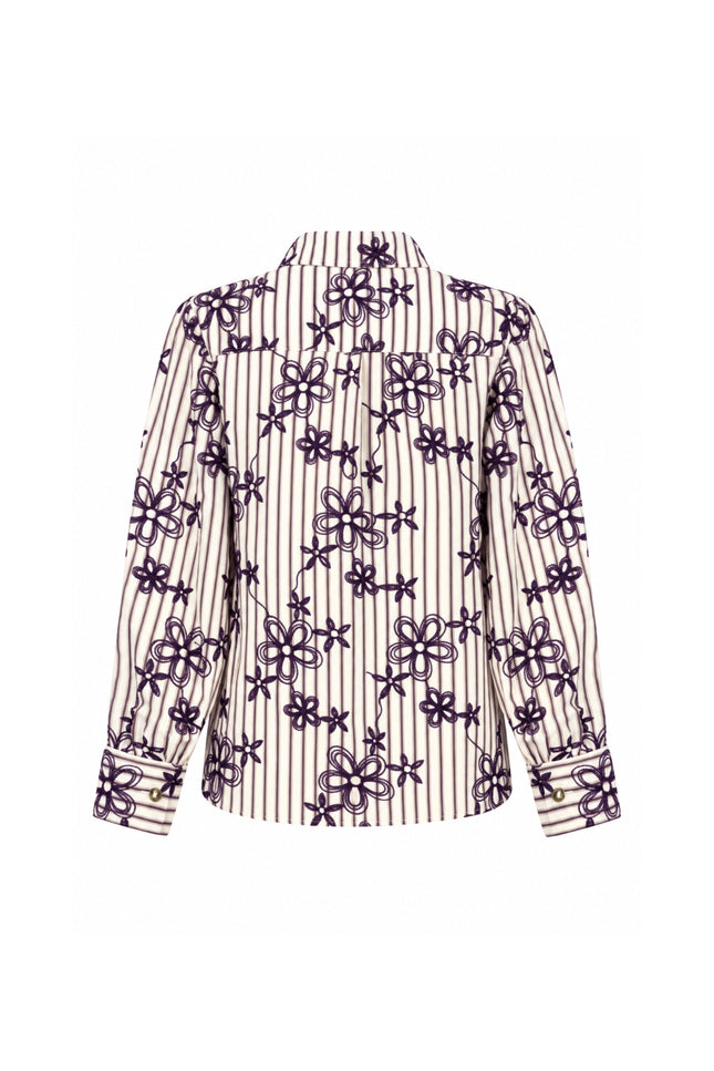 Blouse Striped Embro Aubergine Noir C56-22-301
