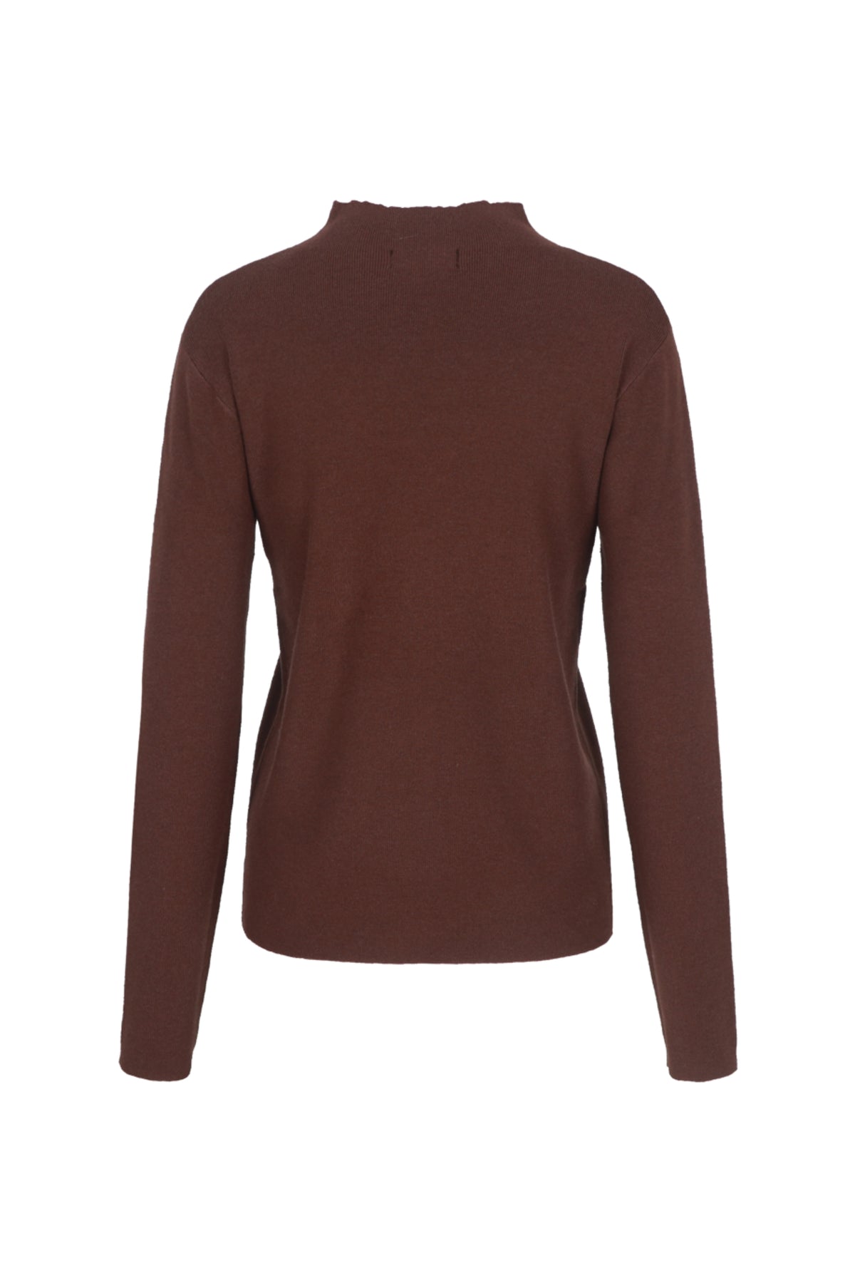 G-maxx Willaine Knit top in cappuccino kleur, zachte gebreide damesblouse met lange mouwen en ronde hals.