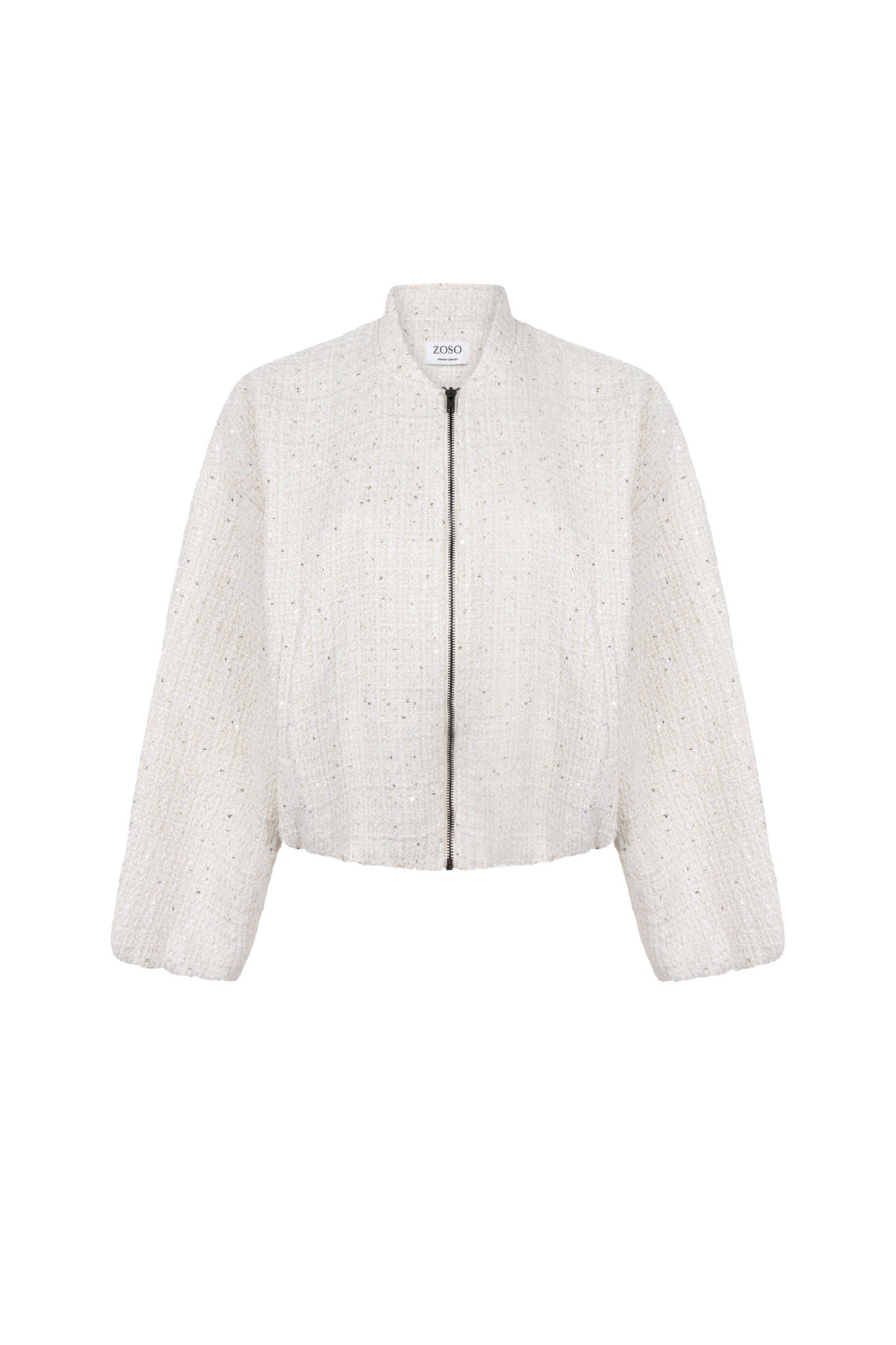 Zoso Anouk Offwhite jas met lange mouwen, stijlvolle pasvorm en zachte stof, geschikt voor casual en chique outfits