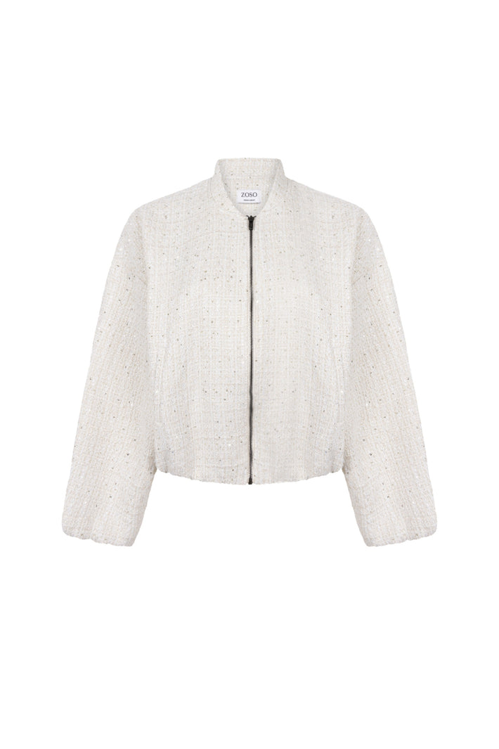 Zoso Anouk Offwhite jas met lange mouwen, stijlvolle pasvorm en zachte stof, geschikt voor casual en chique outfits