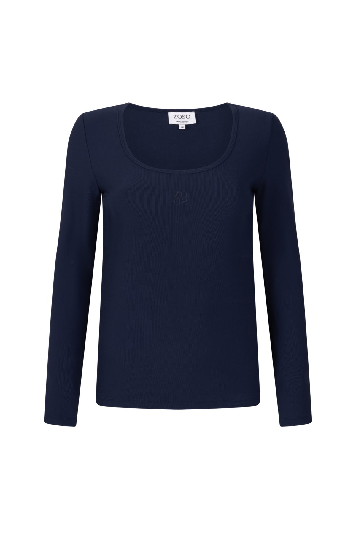 Zoso Travel Top June Navy, donkerblauwe reisshirt met korte mouwen en comfortabele pasvorm, geschikt voor reizen en casual draagstijl