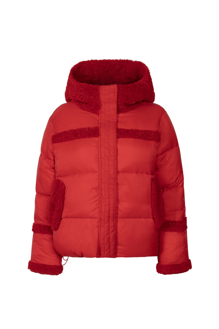 Lichte rode jas Linda Red van Ann & You met kraag en ritssluiting, perfect voor herfst en winter.