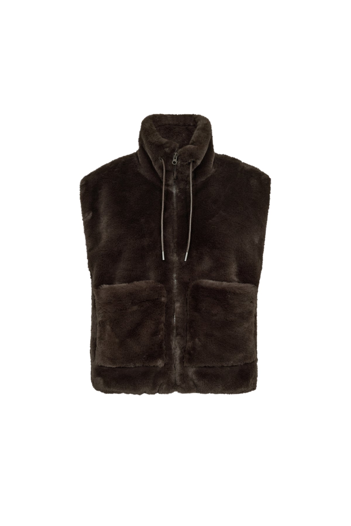 Freequent Gilet Fqfony Mole met gewatteerde stijl en rits, getoond in een close-up afbeelding.