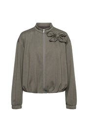 &Co woman Cora Herringbone jas in donker kaki met multikleuren, getailleerd en modieus voor dames