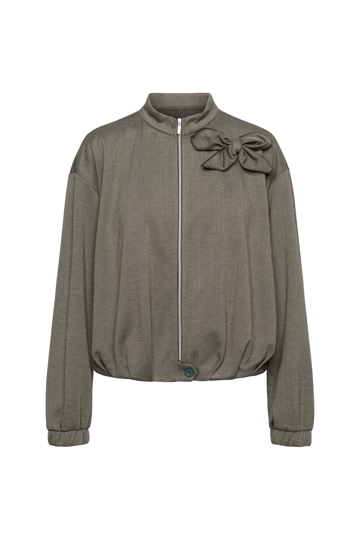 &Co woman Cora Herringbone jas in donker kaki met multikleuren, getailleerd en modieus voor dames