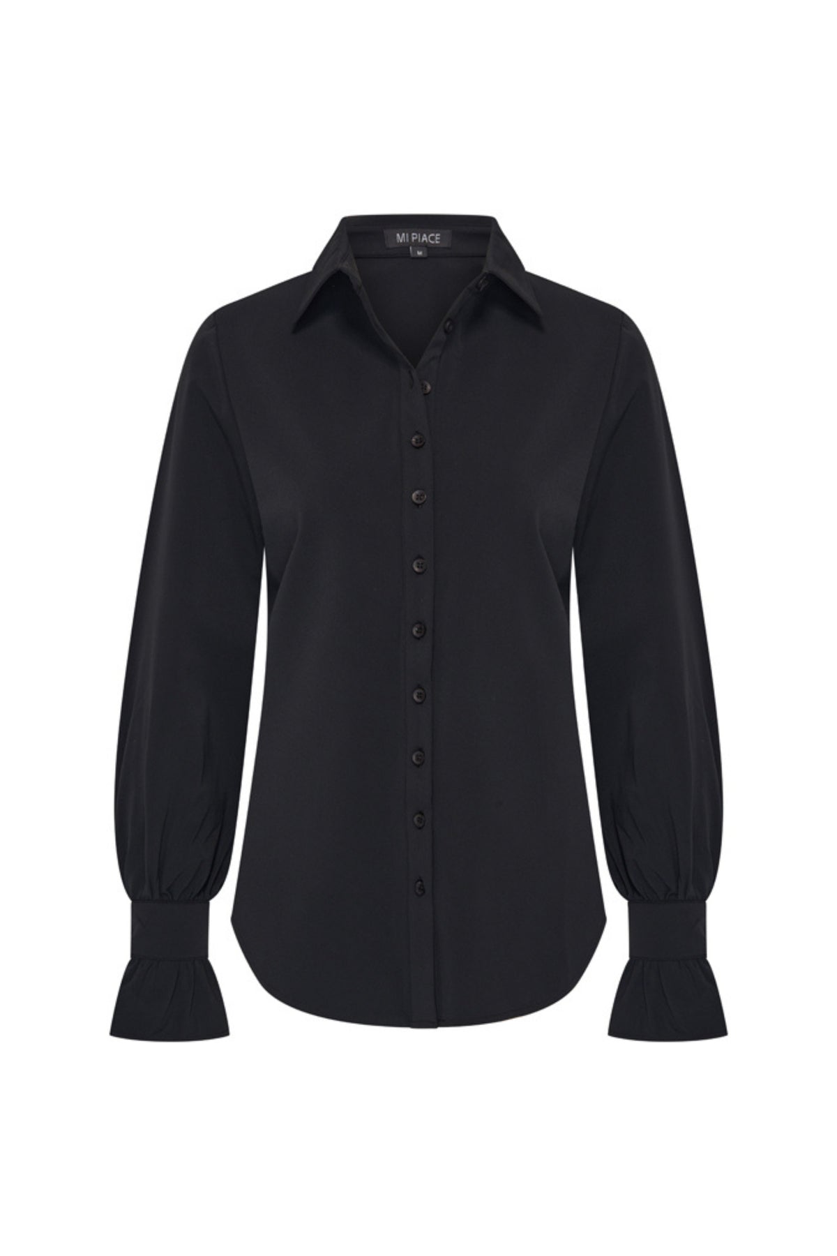 Zwarte Travel blouse 202108 van Mi Piace met elegante pasvorm