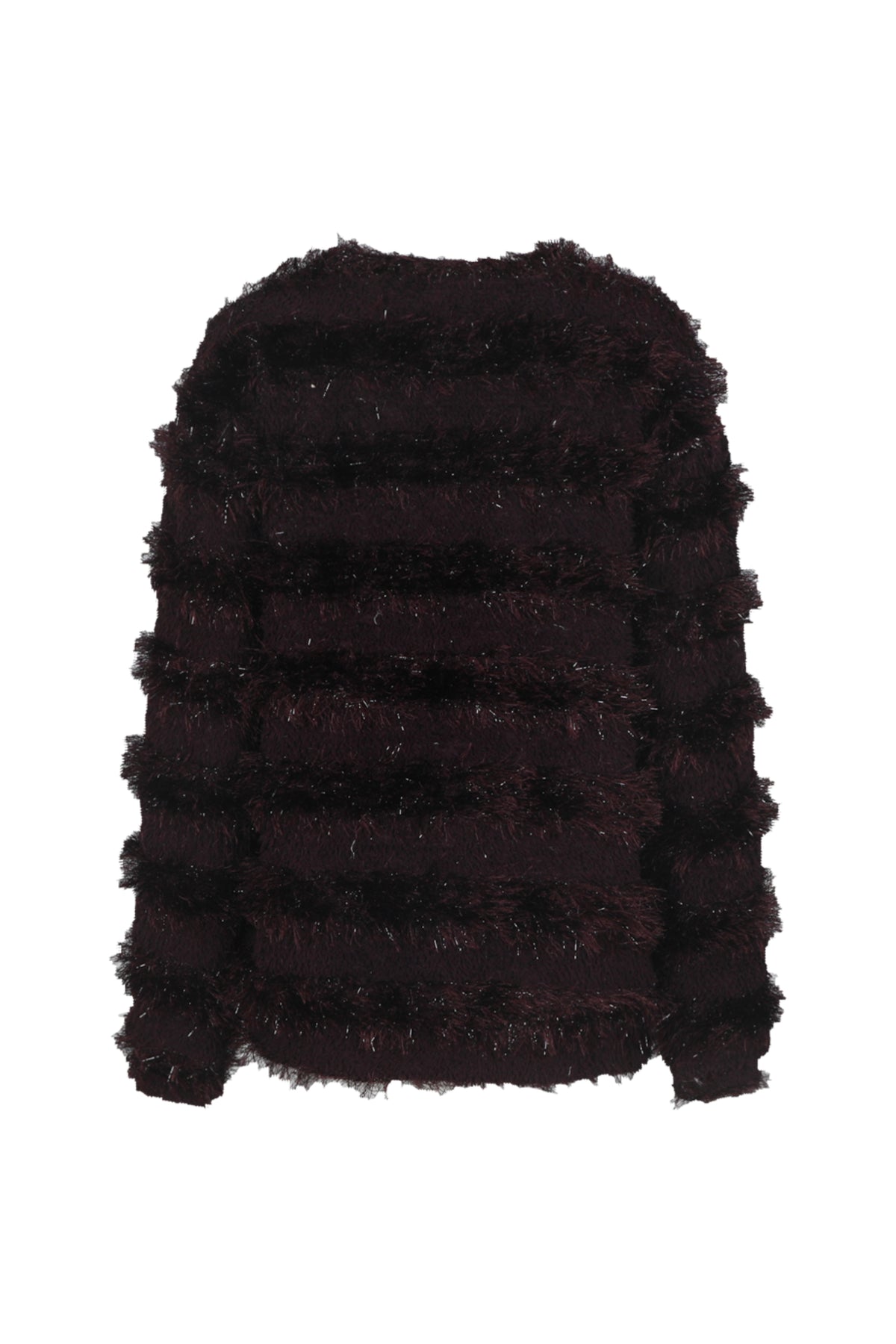 G-maxx Top Amabel Warm Aubergine, zachte warme top met lange mouwen en ronde hals, gedragen door een model.