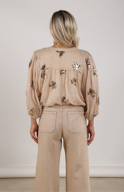 Blouse Lynn Paillet Sand Gold NKS02175
