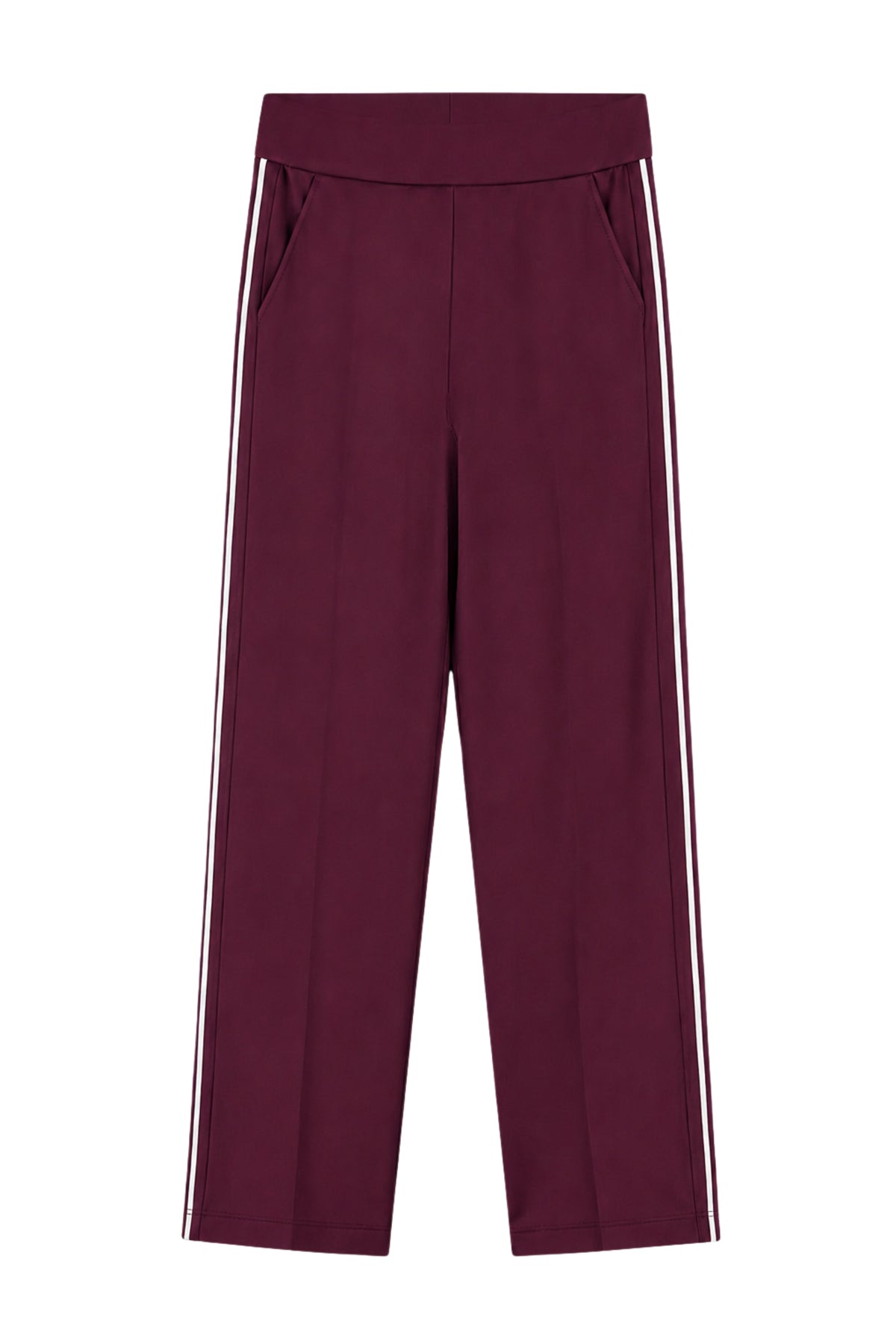Zola Merlot broek van Elvira Casuals, elegante en comfortabele damesbroek in diepe wijnrode kleur, getoond op de foto.