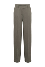 Donkere kaki herringbone broek Geniva van &Co woman, met multi-kleur patroon en comfortabele pasvorm.