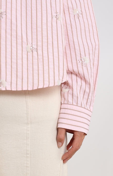 Nukus Blouse Nowi Stripe Blush NKS02162 Stretchshop.nl