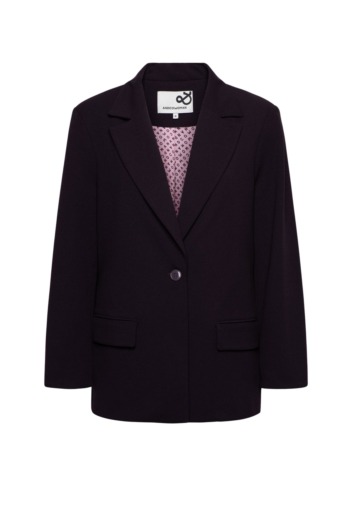 Diepe paarse blazer Glennis van &Co woman, close-up van de stijlvolle pasvorm en hoogwaardige stof.
