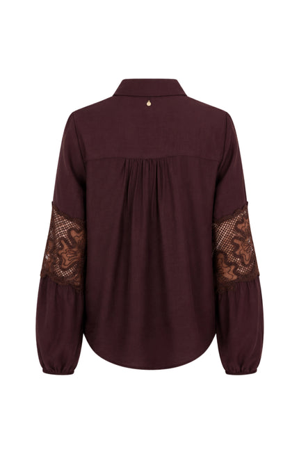 Blouse Lace Details Chocolate O01-21-301