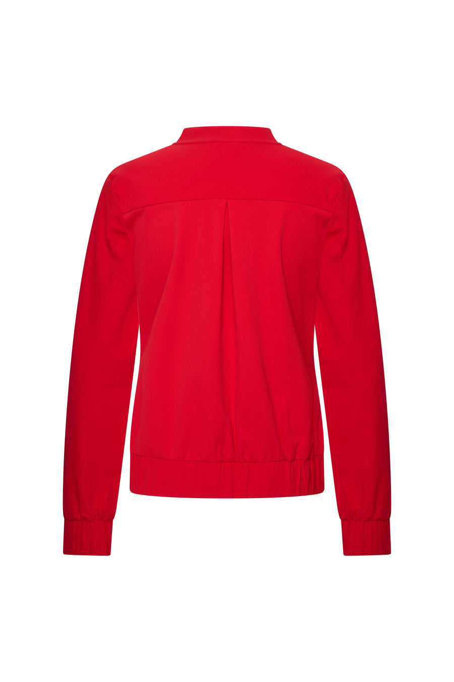 Mi Piace reiskledingjas in rood, lichte en duurzame reisjas met capuchon en ritssluiting, geschikt voor onderweg.