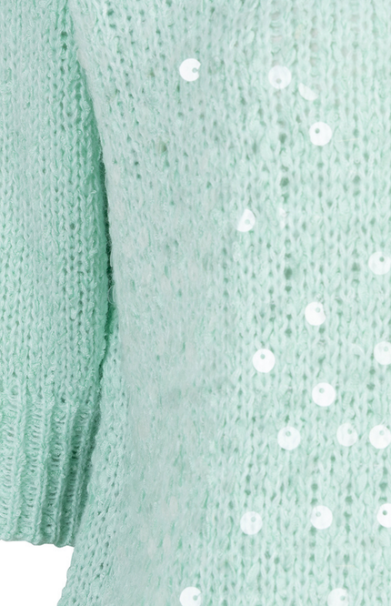 EsQualo Sweater Sequins Light Mint SP26.02004 Stretchshop.nl