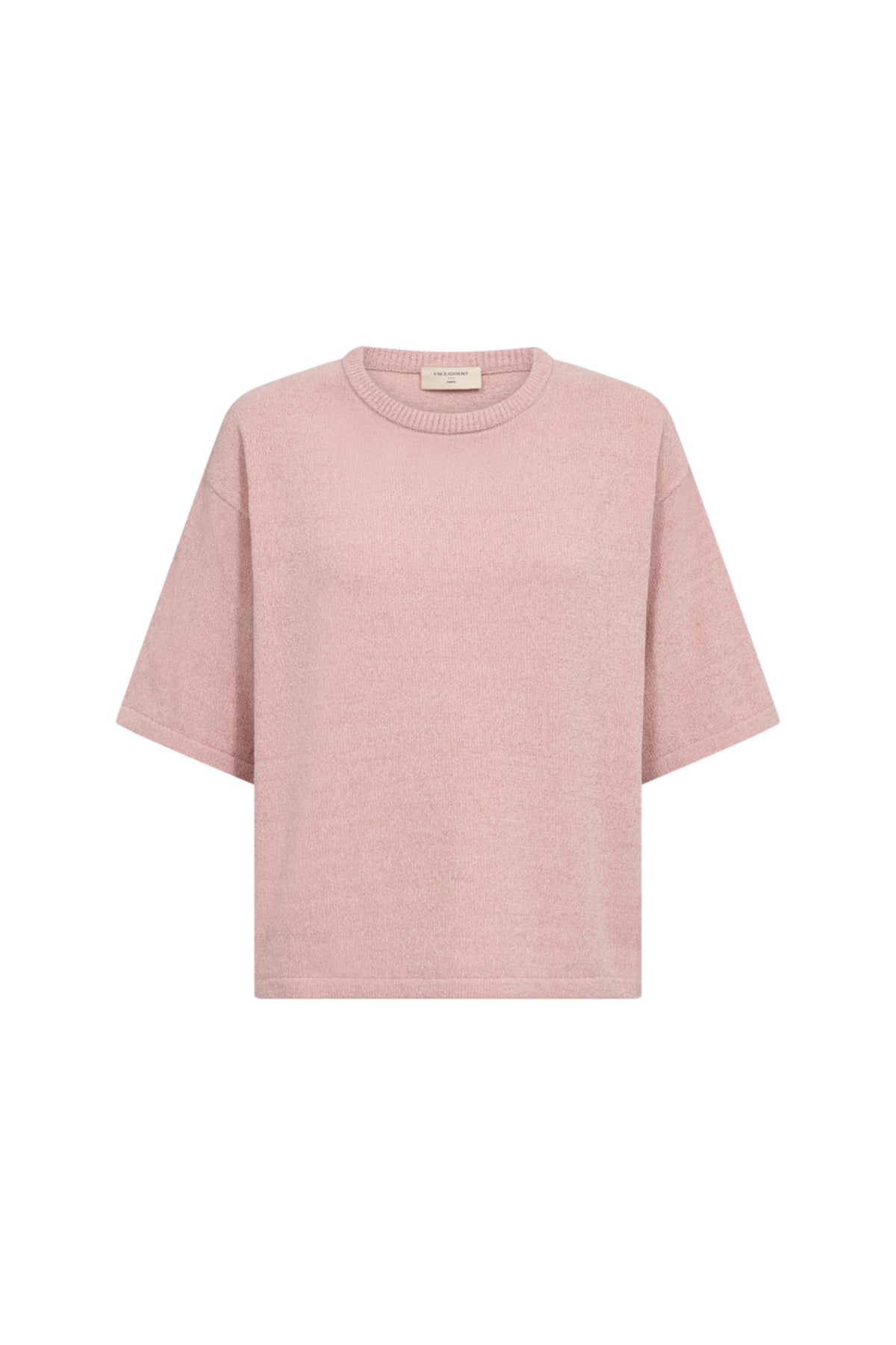 Lichte mauve trui van Freequent, Fqtempo, met zachte stof en comfortabele pasvorm, getoond op een model.