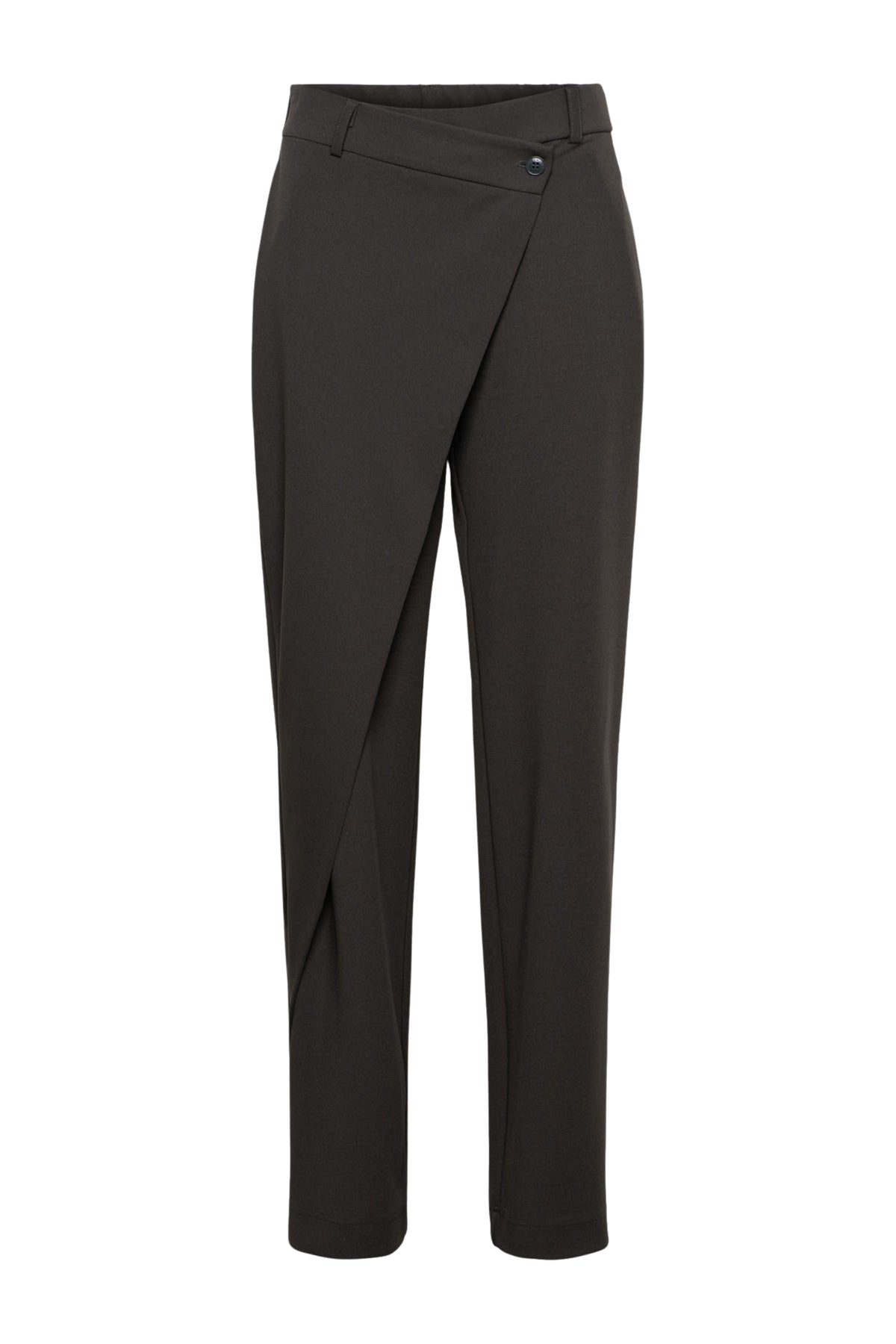 Donkere kaki broek Gabriella van &Co woman, stijlvolle damesbroek met een nette pasvorm en comfortabele stoffen.