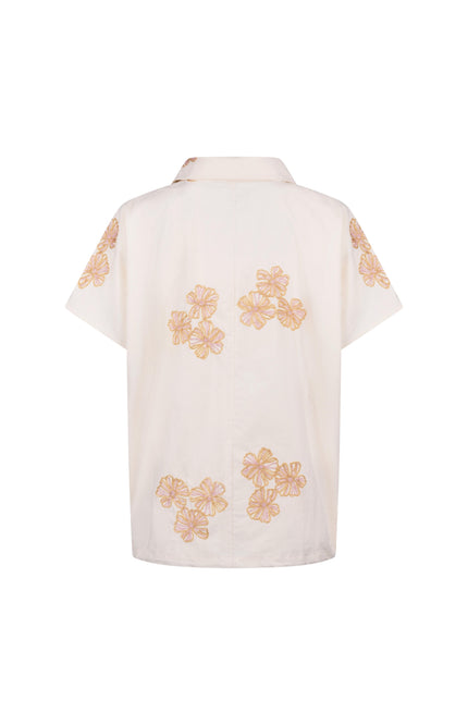 Nukus Top Daniek Embroidery Offwhite Blush NKS01125 Stretchshop.nl