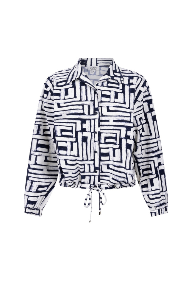 Travel Blouse Fresca Offwhite Navy 265