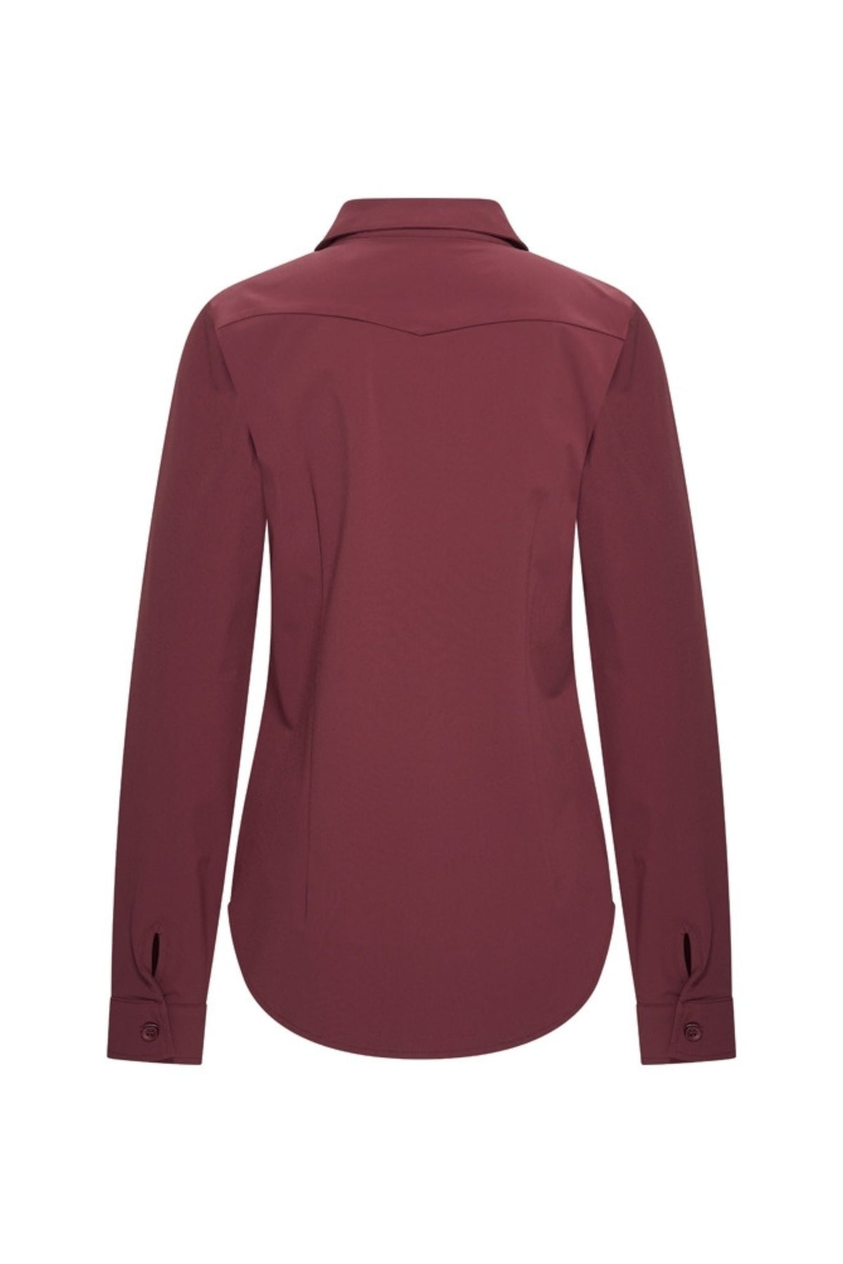Burgundy Travel Blouse van Mi Piace, mouwloze damesblouse met stijlvolle pasvorm en elegant design.