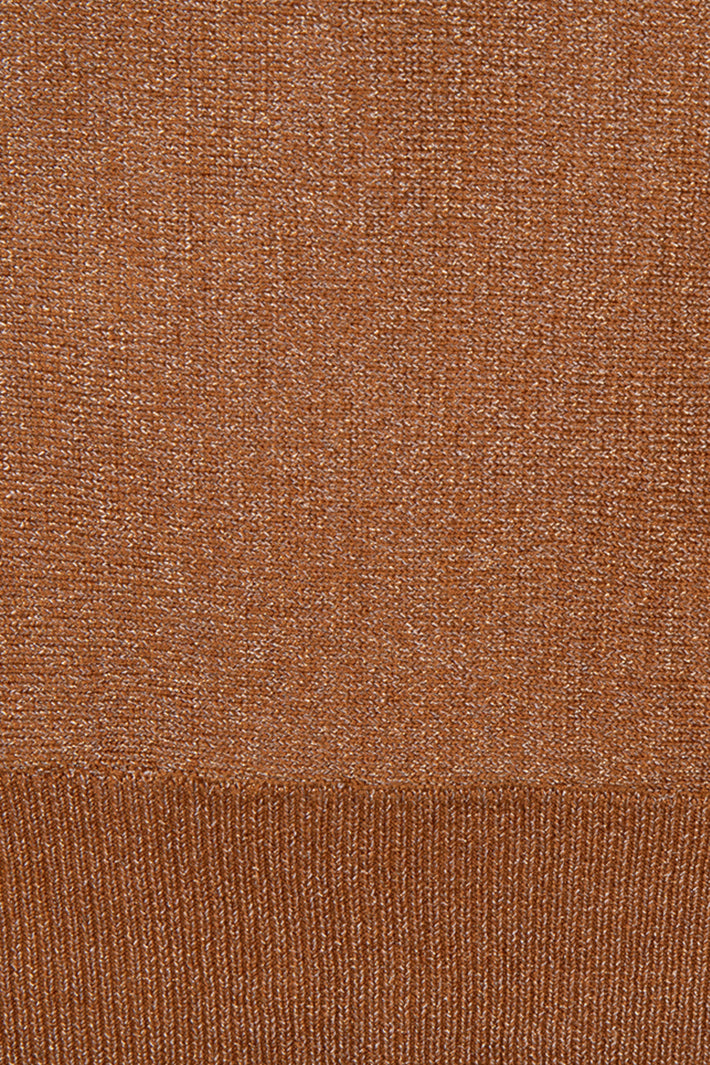 EsQualo batwing lurex sweater in caramel kleur, zachte textuur en glanzende details, geschikt voor casual en feestelijke outfits