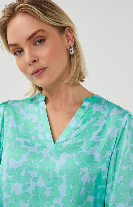 EsQualo Blouse V-neck Daylight Print SP26.14022 Stretchshop.nl