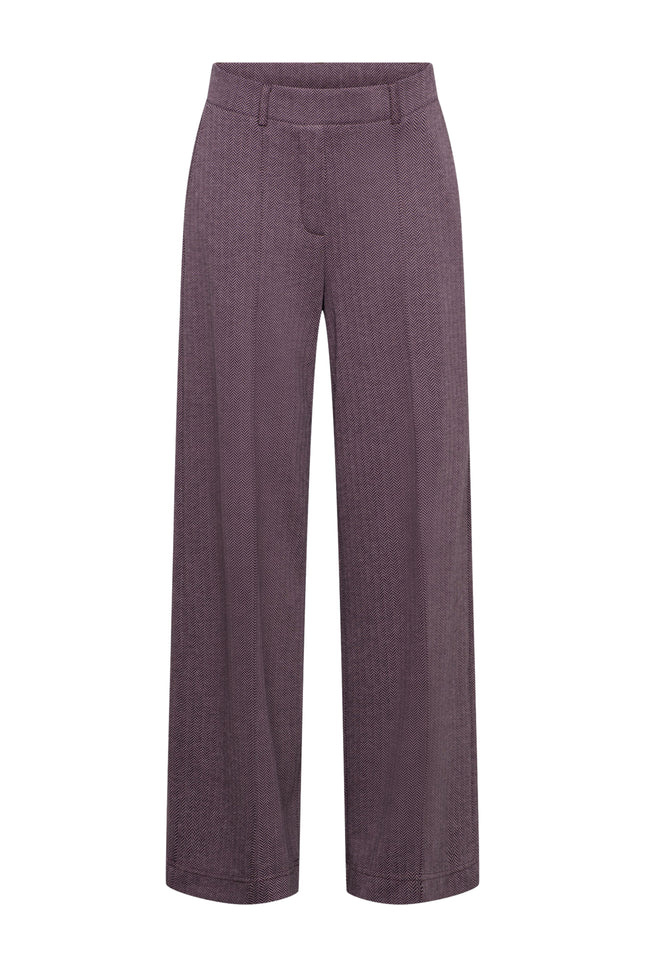 Broek Geniva Herringbone Deep Plum Multi PA470