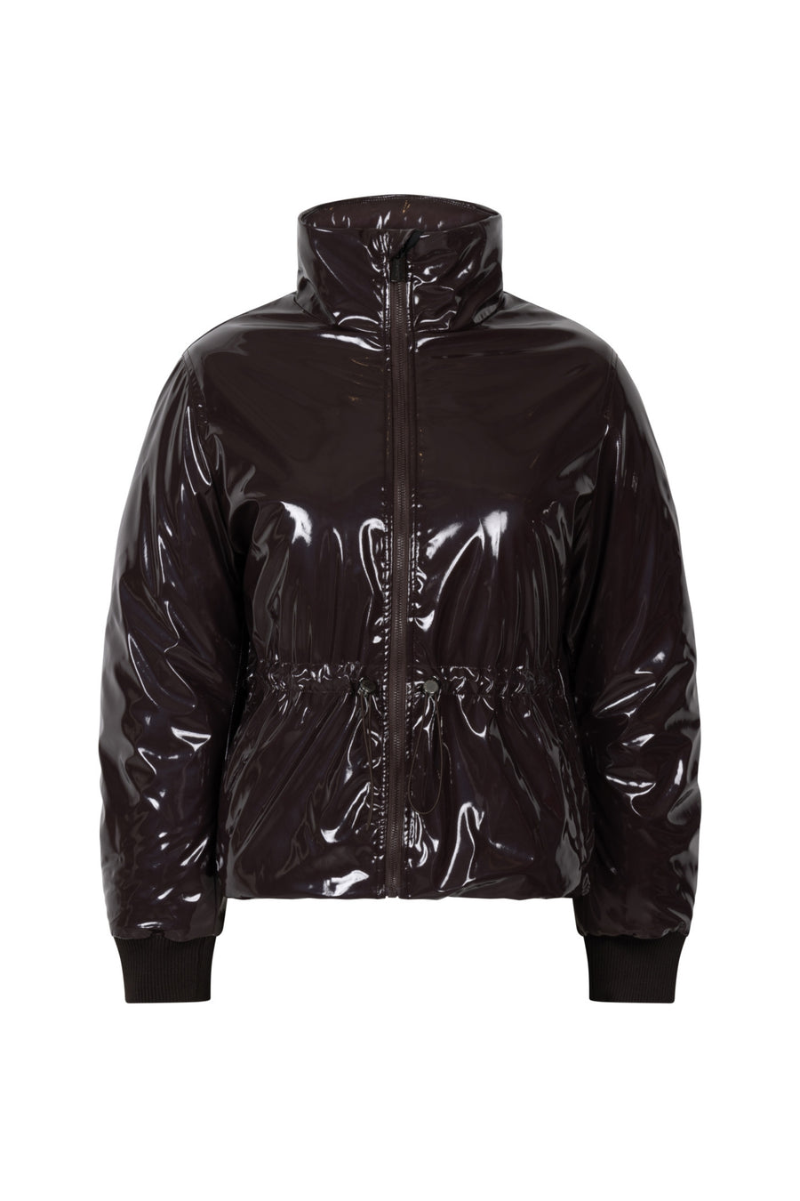 Donkerbruin Ann & You Pammy jas in espresso kleur met knopen en kraag, gedragen door een model.