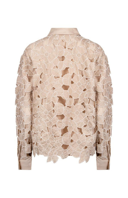 Nukus Blouse Chloe Flower Sand Gold NKS02228 Stretchshop.nl