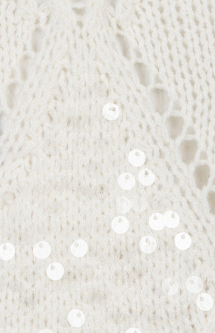 Sweater Ajour Diamond Sequins Ecru SP26.02016